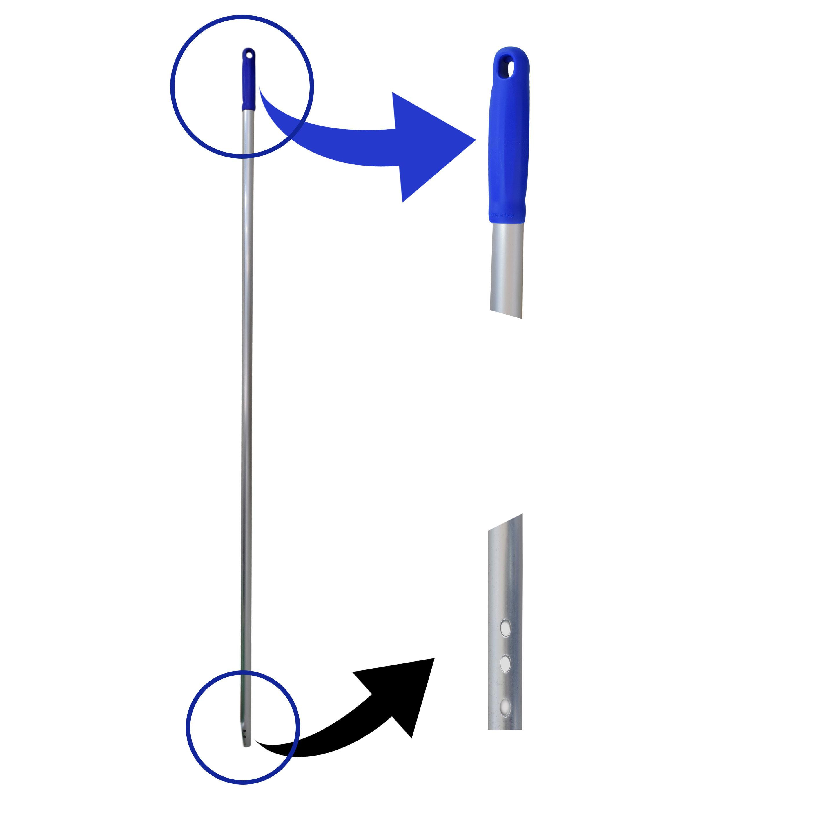 Aluminum handle with colored grip and three holes | 140 cm